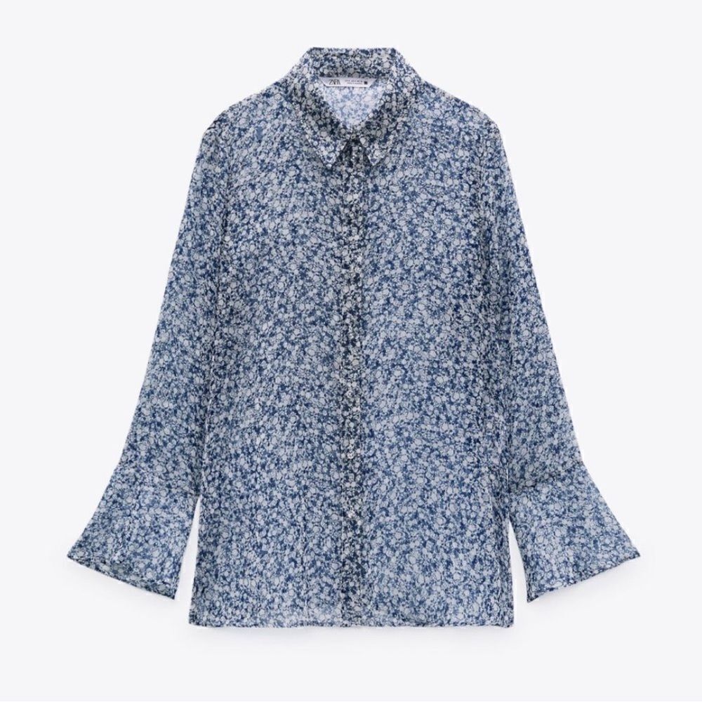 ZARA FLORAL PRINT BLOUSE - Picture 7 of 8